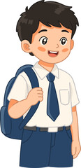 Fototapeta premium Cute Boy Student With Backpack
