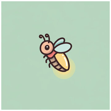 Firefly insect with glowing abdomen flying.