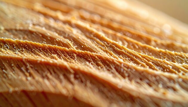A close-up view of textured wood grain with visible ridges and subtle highlights, exhibiting warm colors and slight imperfections