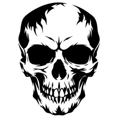 Fototapeta premium Black Skull Vector Illustration - Dark Gothic Death Symbol on White Background
