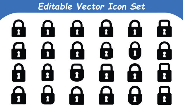 Editable vector icon set of various padlocks for security lock privacy protection concepts