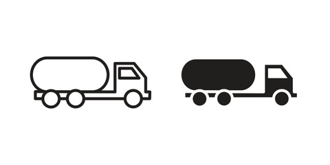 Fototapeta premium Tank truck icon in line design. editable stroke icon vector. EPS10