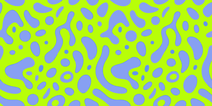 abstract fluid pattern with blue shapes on lime green background