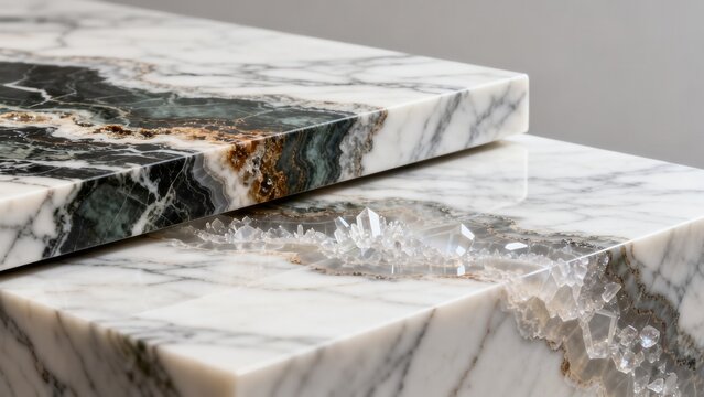 Marble surface with crystal inlay