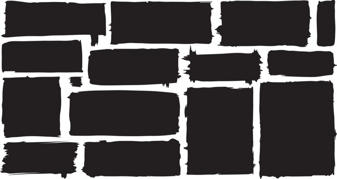 Title: Black Grunge Brush Stroke Boxes and Distressed Rectangular Frames