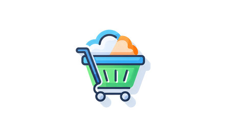 Fototapeta premium Shopping basket contains various food items and represents a retail consumer experience.