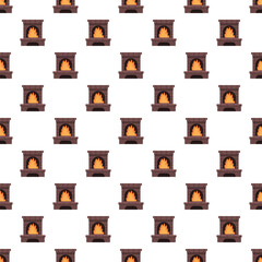 Naklejka premium Repeating fireplace icons with burning fire on a white background