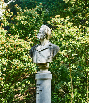 monument dedicated to Felice Cavallotti, located within the Villetta Di Negro gardens in Genoa, Italy, Europe 