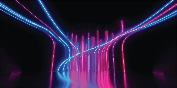 Dynamic flowing neon light streams creating an abstract futuristic pathway