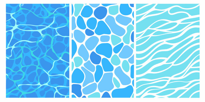 abstract water patterns blue and turquoise mosaic style