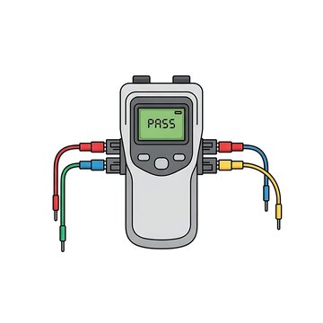 Digital multimeter with PASS reading.