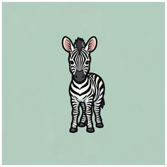 Naklejka premium Cute little zebra standing alone.