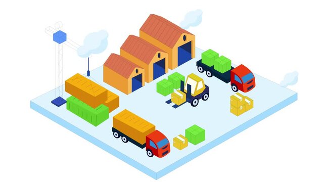 A stock animation video of Warehouse storage and shipping logistics