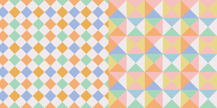 geometric pattern with triangles and diamonds pastel color palette