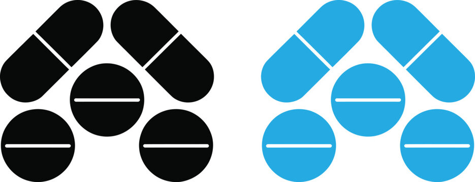 Black and blue capsule pills arrangement