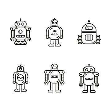 set of vector icons of robots