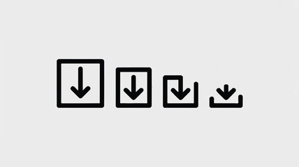 Fototapeta premium A minimalist icon design showing a series of download arrows in boxes