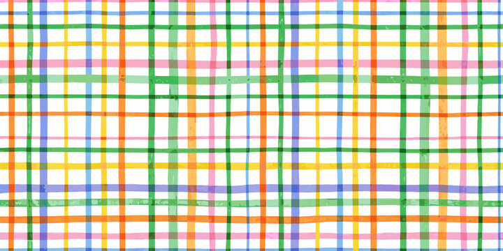 hand drawn plaid pattern with colorful intersecting lines
