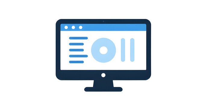 computer, monitor, software, interface, screen, desktop, technology, dashboard, digital, workstation, application, ui, display, modern, vector, illustration, isolated
