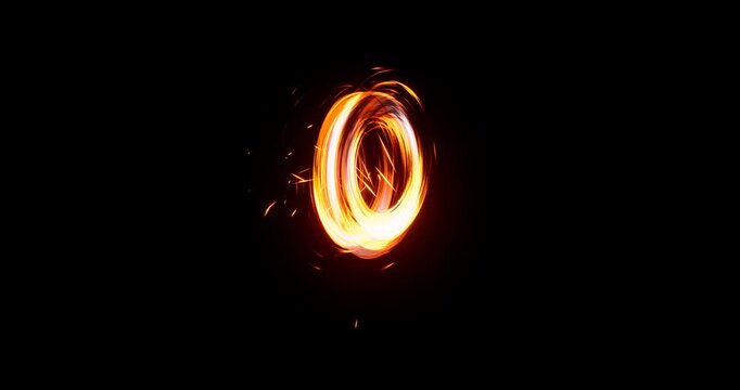 fire energy spin effect on black background
