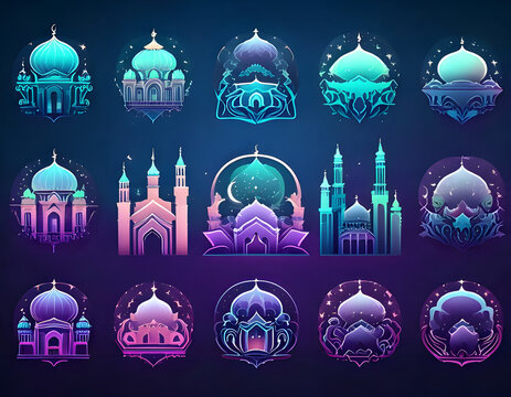 Modern Gradient Eid al-Adha Islamic Icon Set