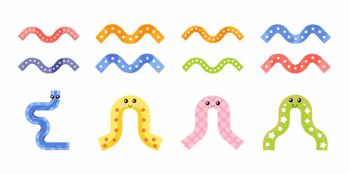 cute cartoon worms with playful patterns colorful vector illustration