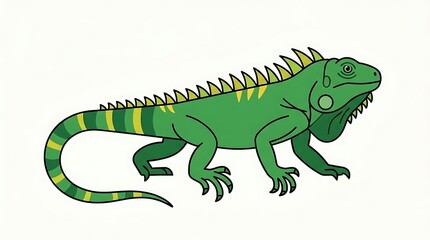 Fototapeta premium Green Iguana Cartoon Illustration Animal.