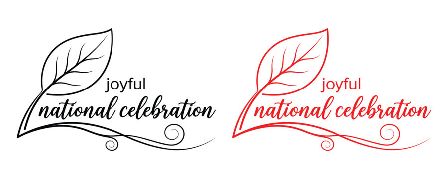 Joyful national celebration logo with leaf design and festive text