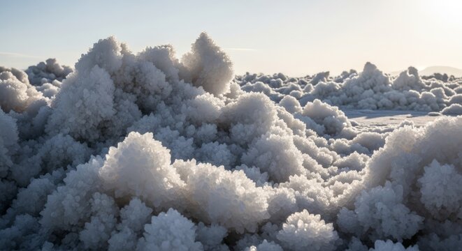 Jagged Crystalline Salt Formations under Soft Daylight Sky