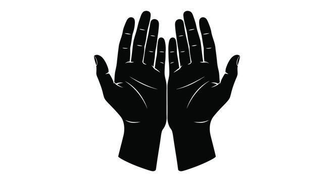 Black silhouette of two hands with palms facing forward
