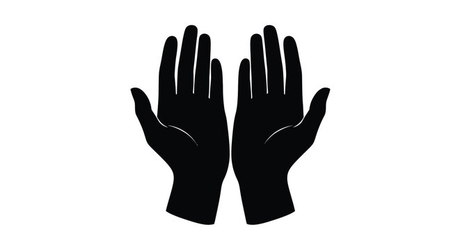 Black silhouette of two hands with palms facing forward