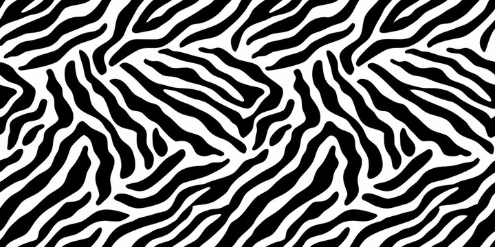 Zebra stripe pattern seamless black and white illustration