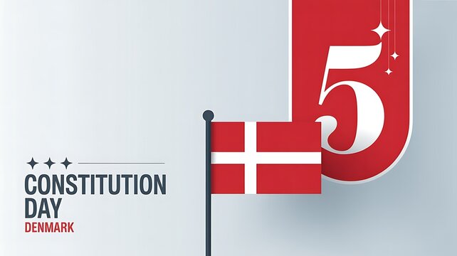 Denmark constitution day celebration with flag and number 5
