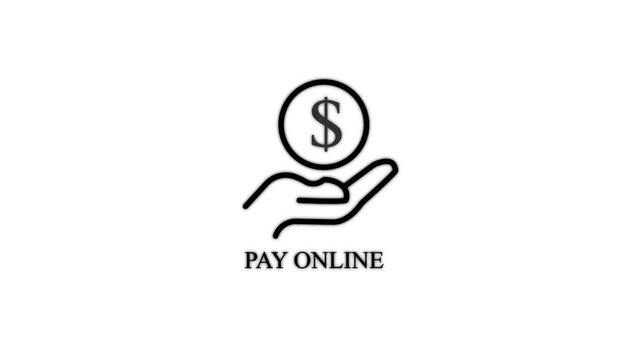 pay online button animation with hand holding dollar sign on white background online payment finance transaction concept 4k motion graphic