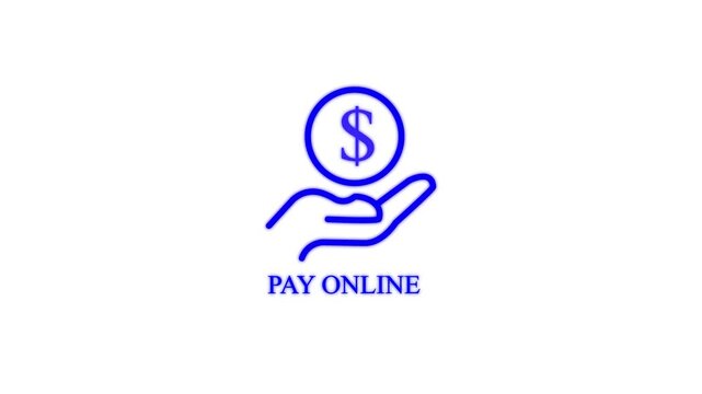 pay online button animation with hand holding dollar sign on white background online payment finance transaction concept 4k motion graphic