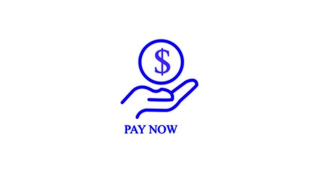 pay now button animation with hand holding dollar sign on white background online payment finance transaction concept 4k motion graphic