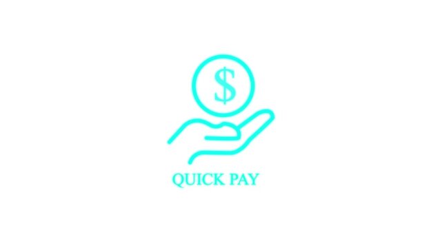 quick pay button animation with hand holding dollar sign on white background online payment finance transaction concept 4k motion graphic