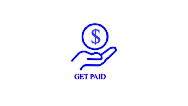 get paid button animation with hand holding dollar sign on white background online payment finance transaction concept 4k motion graphic