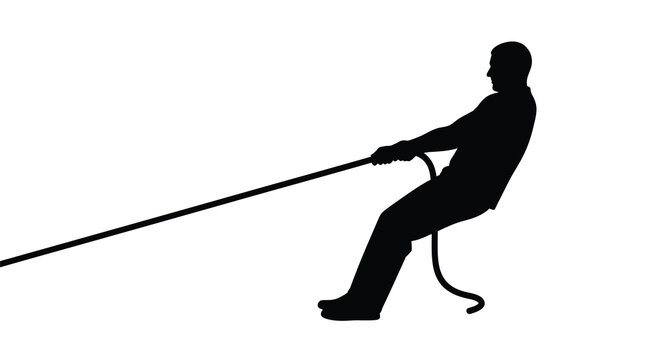 Man pulling rope silhouette