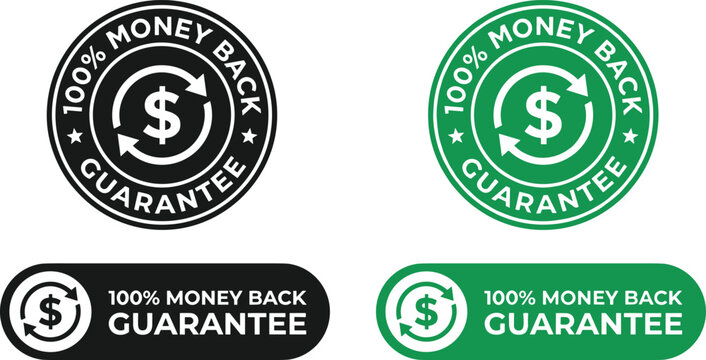 Guarantee badge vector set featuring money back labels, secure payment assurance, and ecommerce trust certification icons.