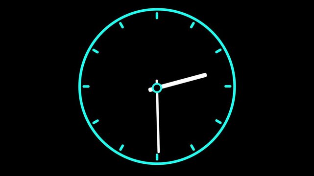 Animated Wall Clock with 24 Hours Ticks 4K 60fps Time Lapse Motion Graphics, Realistic Analog Watch Face, Transparent Alpha Channel Background for Video Editing and Countdowns