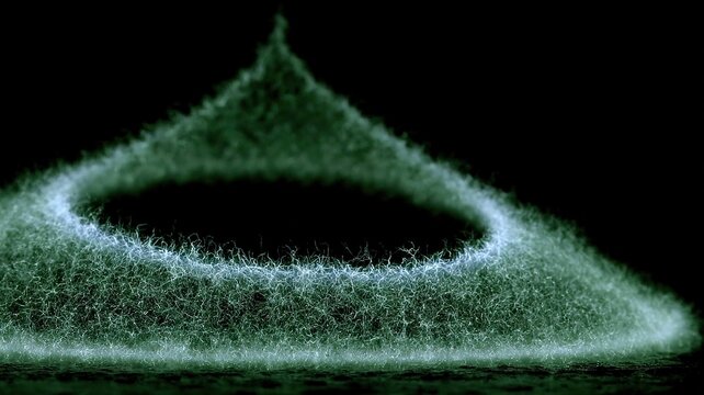 Glowing Cyan Green Particle Energy Wave, Futuristic Abstract Dynamic Light Texture on Dark Background, Tech-Inspired Visual Asset for Digital Design, Motion Graphics and Creative Projects