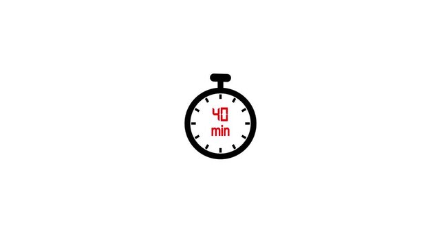 04-minute stopwatch icon in flat style, clean timer UI on black background, simple motion graphics showing countdown and time tracking concept.