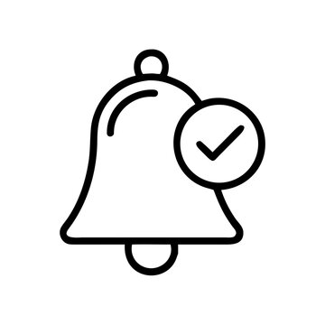 Bell notification icon with a checkmark, indicating an acknowledged or completed alert.
