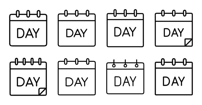 Calendar icons with checkmarks in daily planner - Flat design calendar icons showing days with some checked off, ideal for planners or schedules in a clean, organized layout.