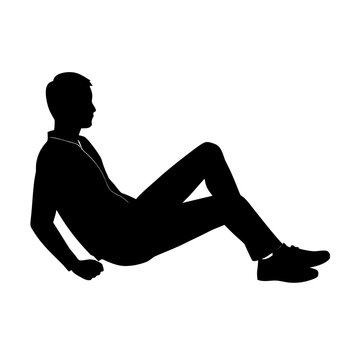 Silhouette of man lying down relaxed pose casual wear studio lighting dynamic posture