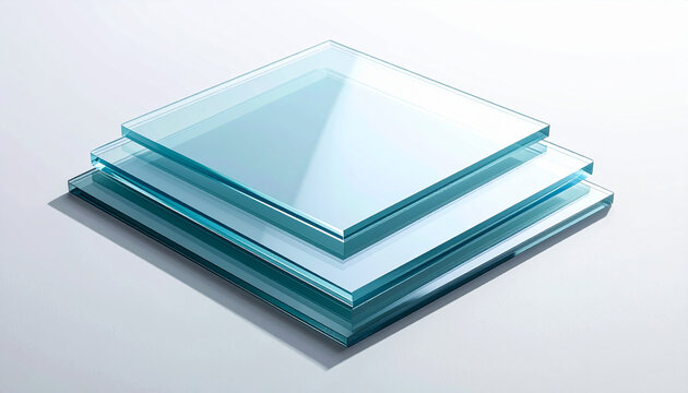 plaques de verre transparentes empil&eacute;es
