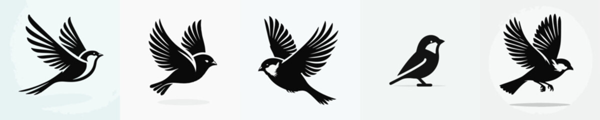Fototapeta premium Sparrow Silhouette Vector Illustration