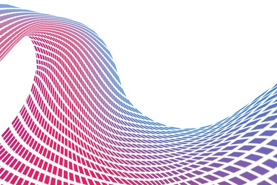 Colorful wave abstract background of small checkered or dots pattern with gradient swoosh in red/pink blue/purple colors. Design for business templates, website, technology brochures, or presentation
