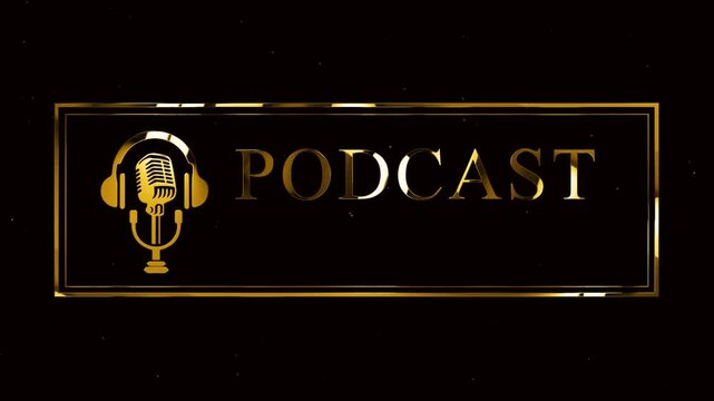 luxury gold podcast logo frame lines on the green screen background